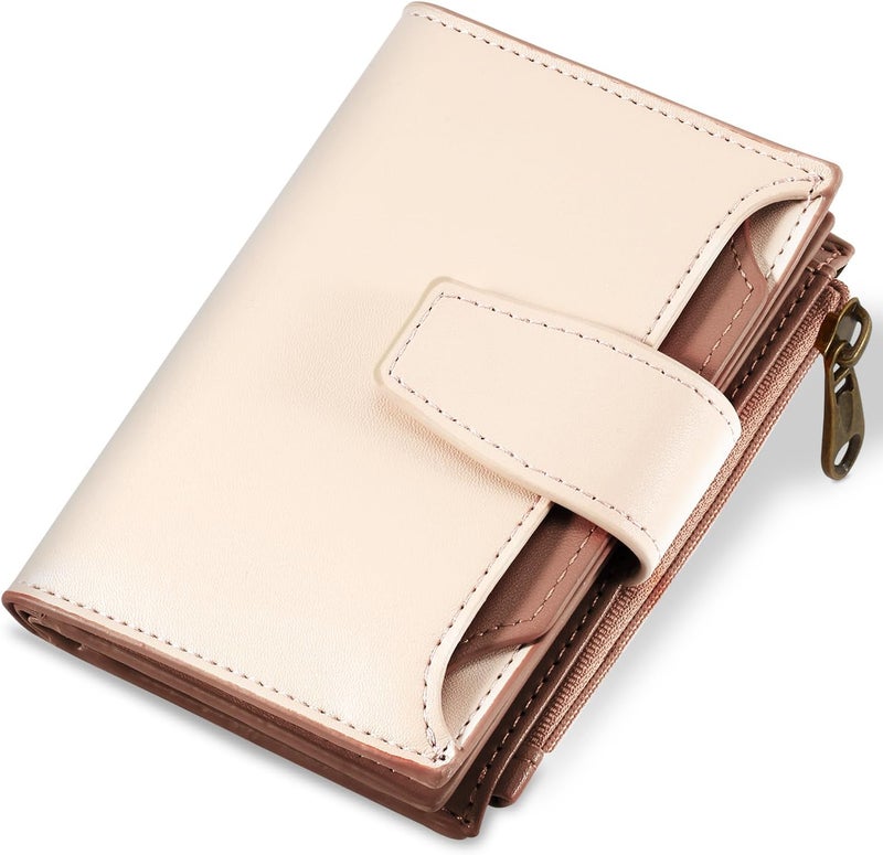 Airkit Small Wallet Women RFID Blocking Soft Leather Bifold Compact Card Holder Wallet for Women with Zipper Coin Pocket 4 ID Window - Image 1